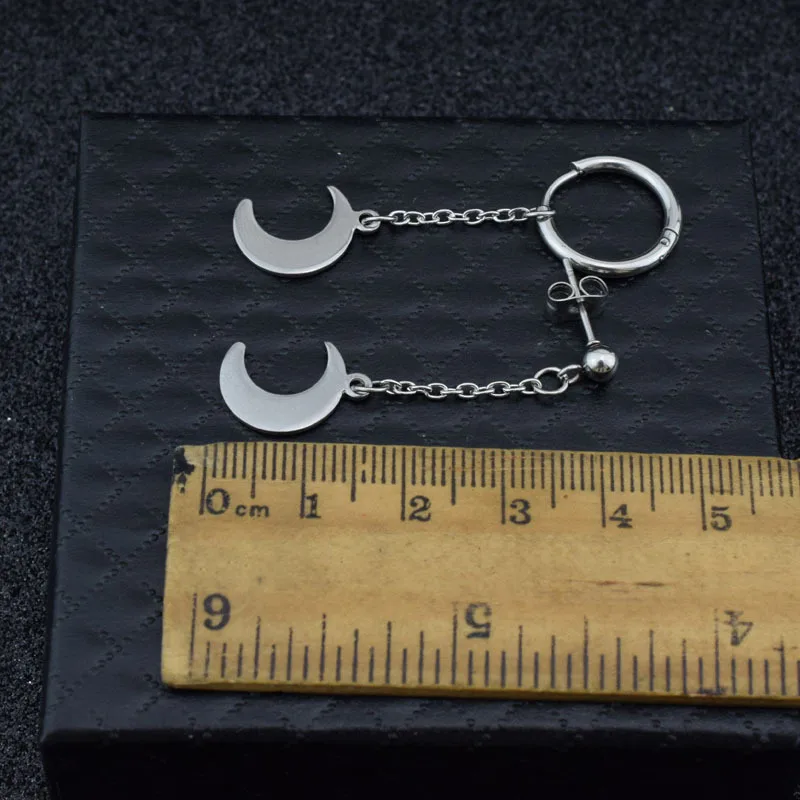 Корея новый для мужчин панковая заклёпка серьги Нержавеющая сталь Hipster рок Луна