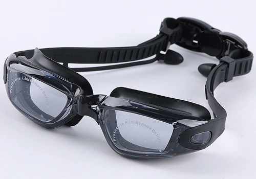 Transparent Black Queshark профессиональные силиконовые очки для плавания для близорукости, противотуманные или прозрачные УФ очки для плавания с ушной затычкой для мужчин и женщин - Цвет: Transparent Black