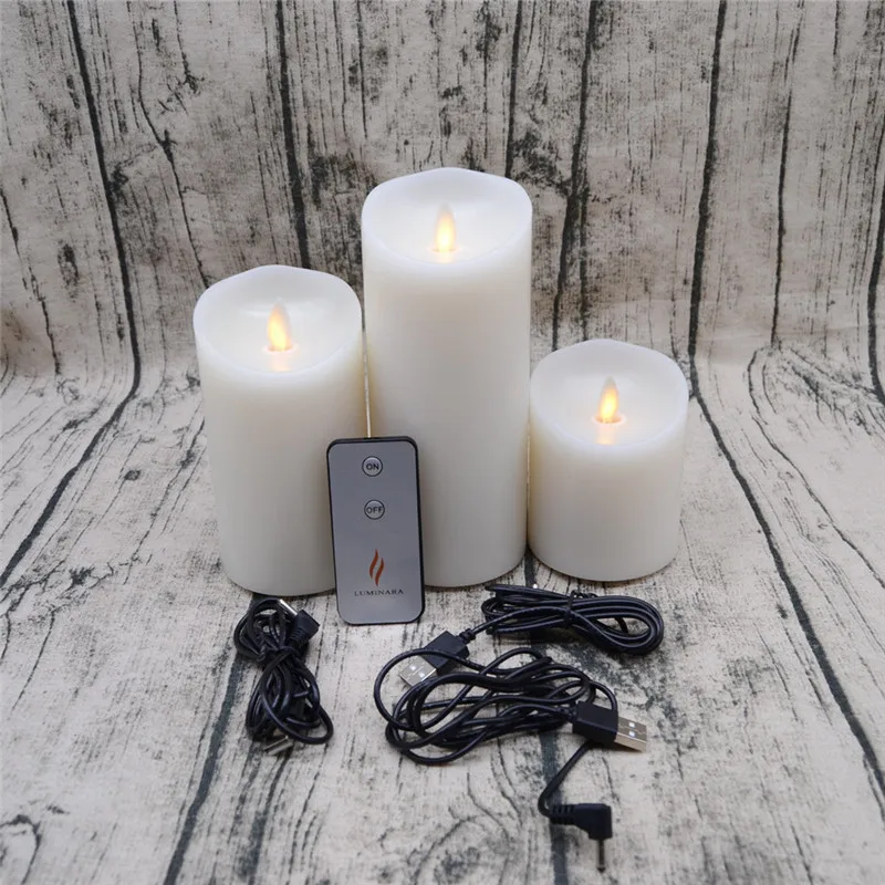 Набор светодио дный из 3 USB Powerd перезаряжаемый светодиодный мерцающий столб