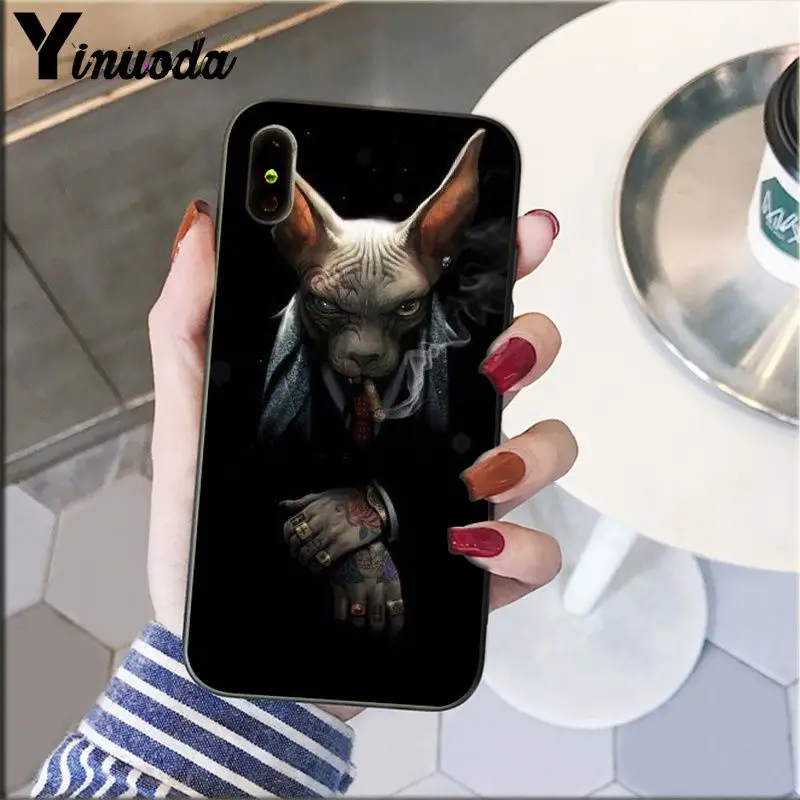 A11 Yinuoda тату Сфинкс Кот искусство клиент высокое качество чехол для телефона для iPhone 5 5Sx 6 7 7plus 8 8Plus X XS MAX XR - Цвет: A11