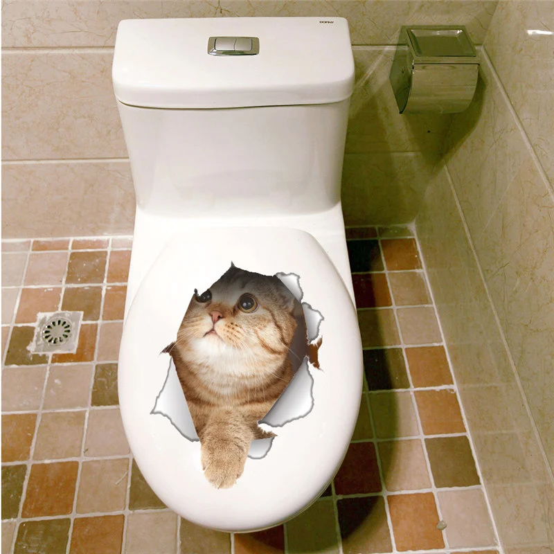 Наклейки на сиденья милого кота для туалета украшение дома Diy Яркие 3d настенные