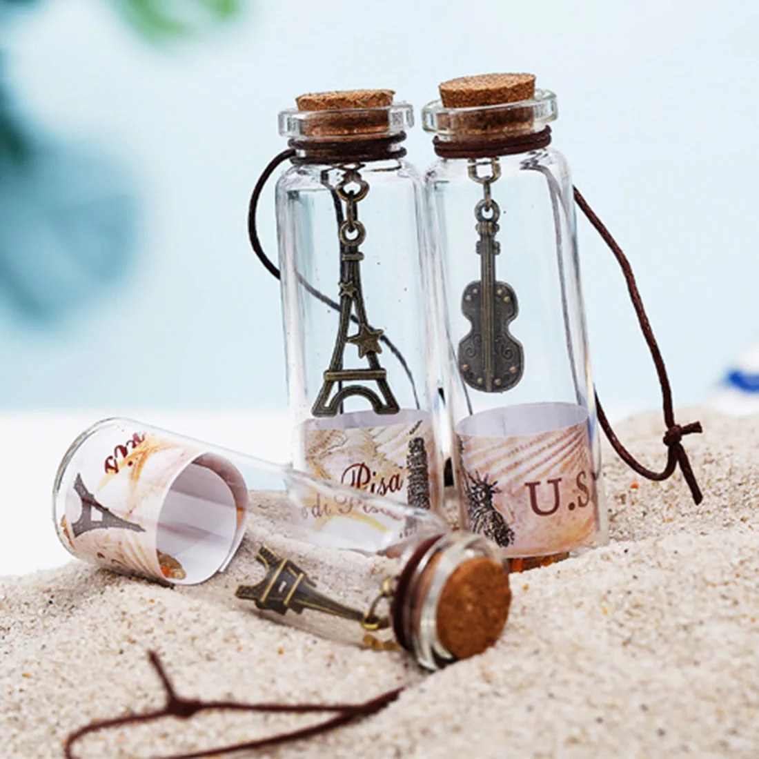 Новинка 12 шт 2*7 см Ретро Прозрачная стеклянная бутылка банка с деревянной пробкой