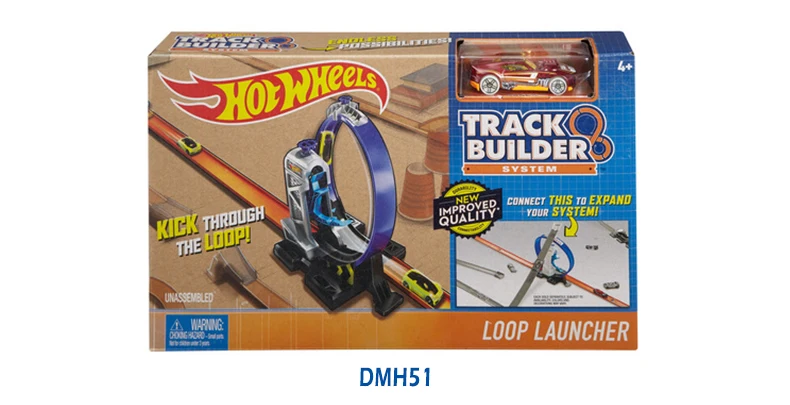 Hotwheels Track Builder необходимый трек пакет и автомобиль ассортимент 3 в 1 Строительная игрушка горячий автомобиль супер колеса 3 стиль модель DNH84