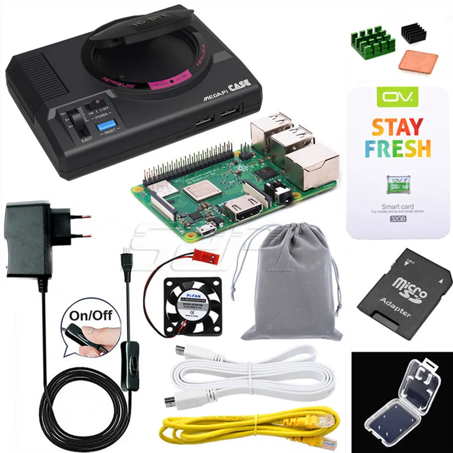 CASE Raspberry Kit 52Pi Retroflag MEGAPi чехол функциональные кнопки/проводной USB игровой контроллер для Raspberry Pi 3B Plus(3B+)/3B - Цвет: CASE Raspberry Kit