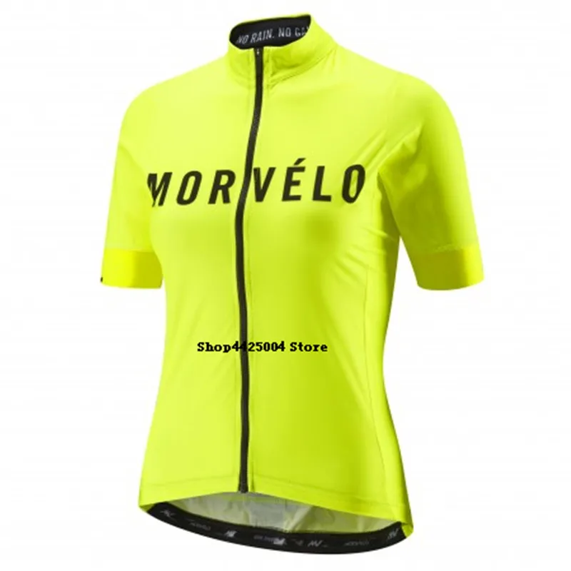 Для женщин Morvelo Флюоресцентный рубашка для езды на велосипеде с коротким рукавом