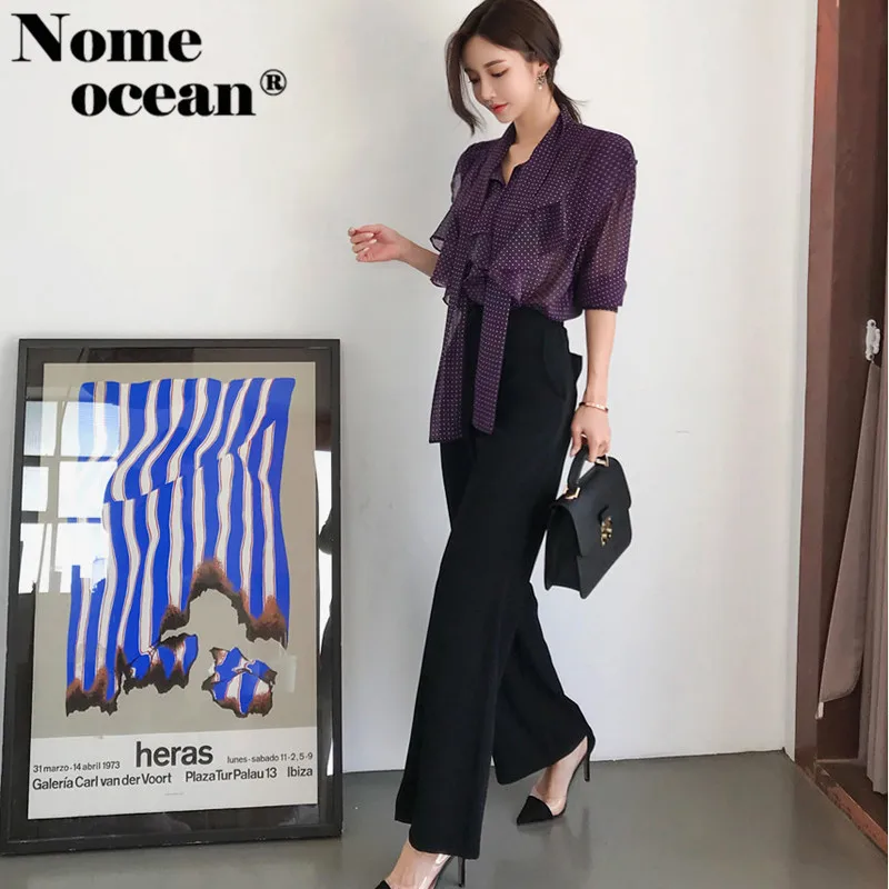 (Только брюки) элегантный костюм Брюки Button up талия широкие брюки нога 2018 осень Для