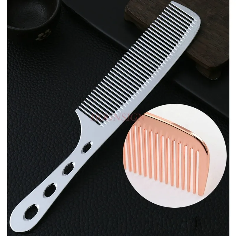

Hair Stylist Professional Haircut Comb Aluminum Thin Section Male Combs Flat Head Hairbrush Hairdressing Supplies For Female
