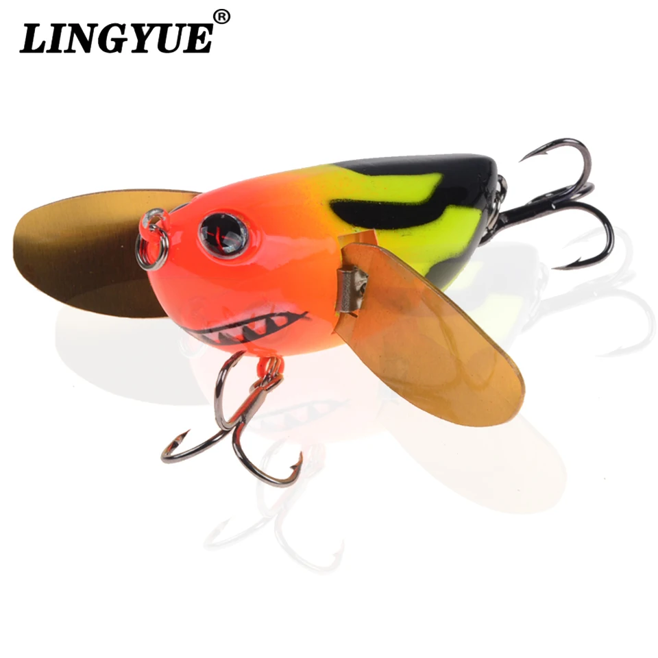 

LINGYUE Topwater Crankbait Fishing Lure 6cm 12.5g Floating Wobbler Hard Popper Isca Artificial With Metal Wings Bait