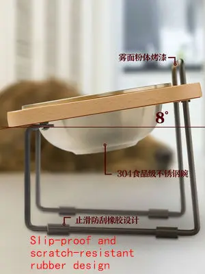 Pet cat dog rice чаша из нержавеющей стали коническая деревянная чаша высокого плюшевого права миска для Собак Пищевой стандарт для человеческого использования
