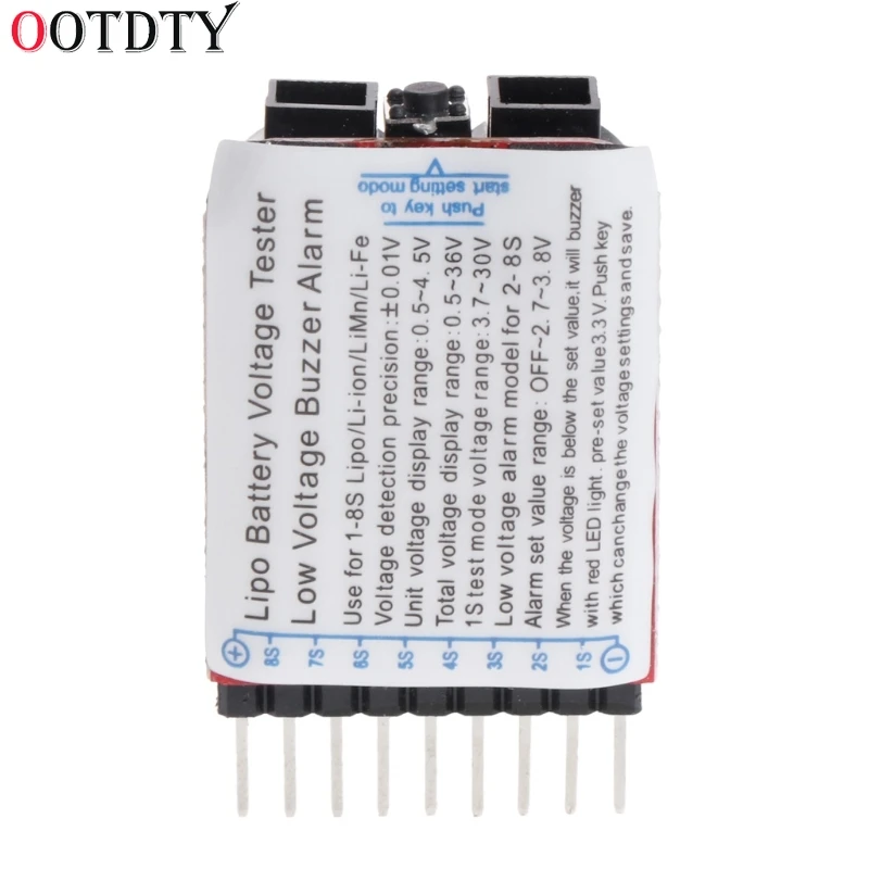 OOTDTY 1-8S Lipo/li-ion/Fe RC батарея для лодки 2 в 1 Тестер светодиодный низковольтный зуммер