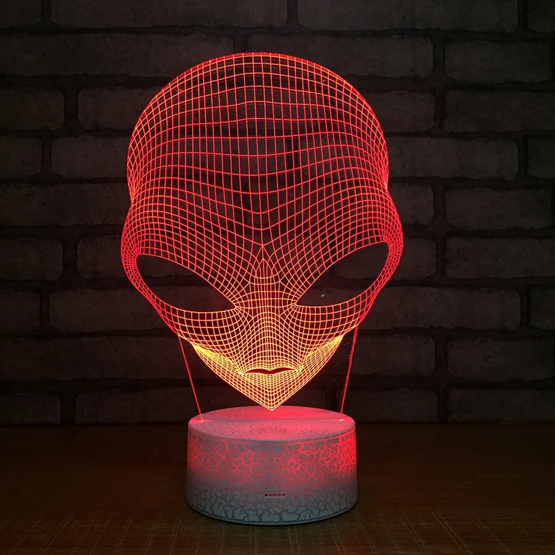Инопланетянин 3D Акриловый светодиодный ночник сенсорный 7 цветов меняющийся