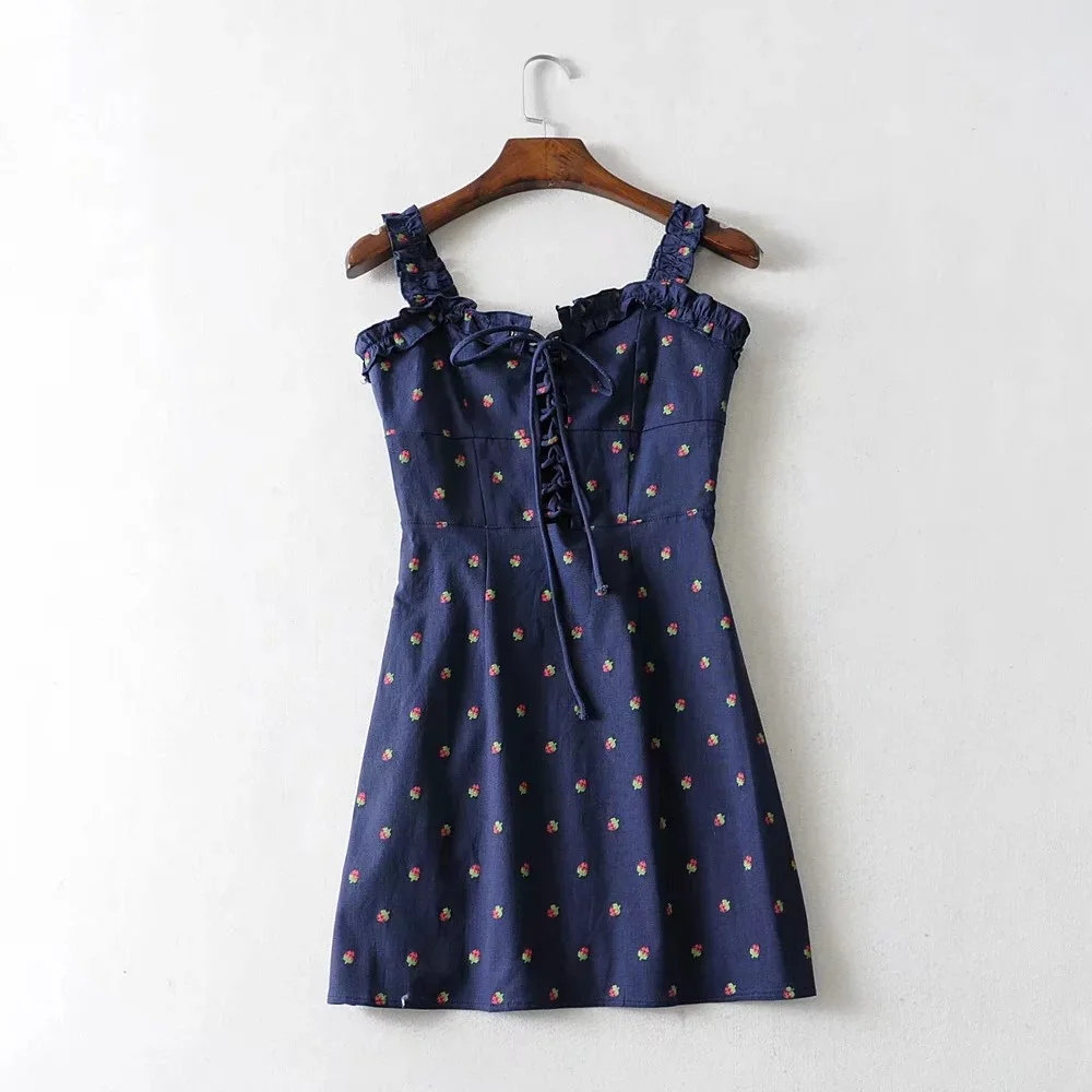 Ruched Ruffles женское кружевное платье с оборкой, платье без рукавов с милым сердечком, облегающее платье-карандаш, мини-платье с глубоким вырезом розового цвета - Цвет: dark blue