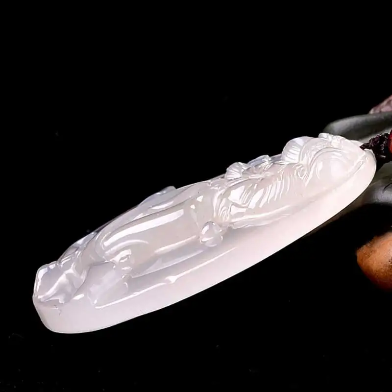 Kyszdl красивый натуральный белый халцедон резные Красота кулон Для женщин Мода