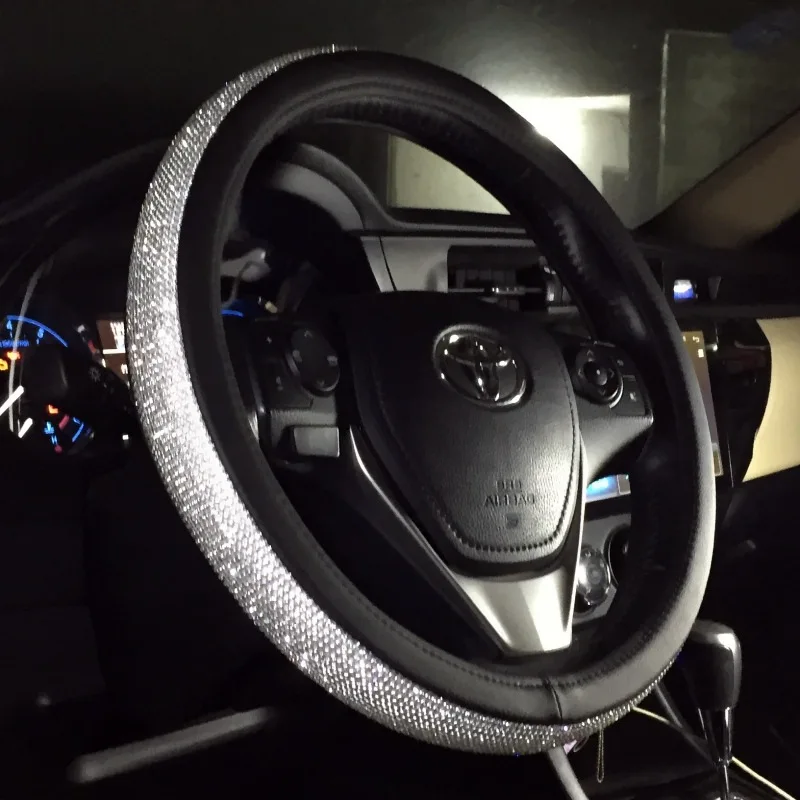 38 см хрустальные стразы кожаные чехлы для рулевого колеса чехол колеса|Чехлы на