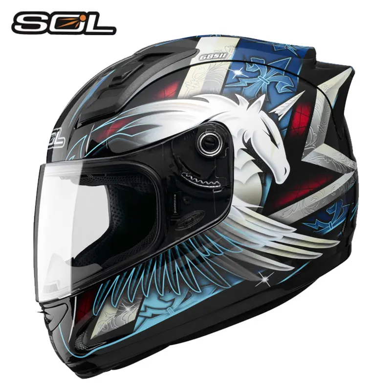 SOL moto rcycle шлем полное лицо шлем индивидуальность Единорог для мужчин и женщин мото гоночный велосипед точка одобрить Мото шлем 69S