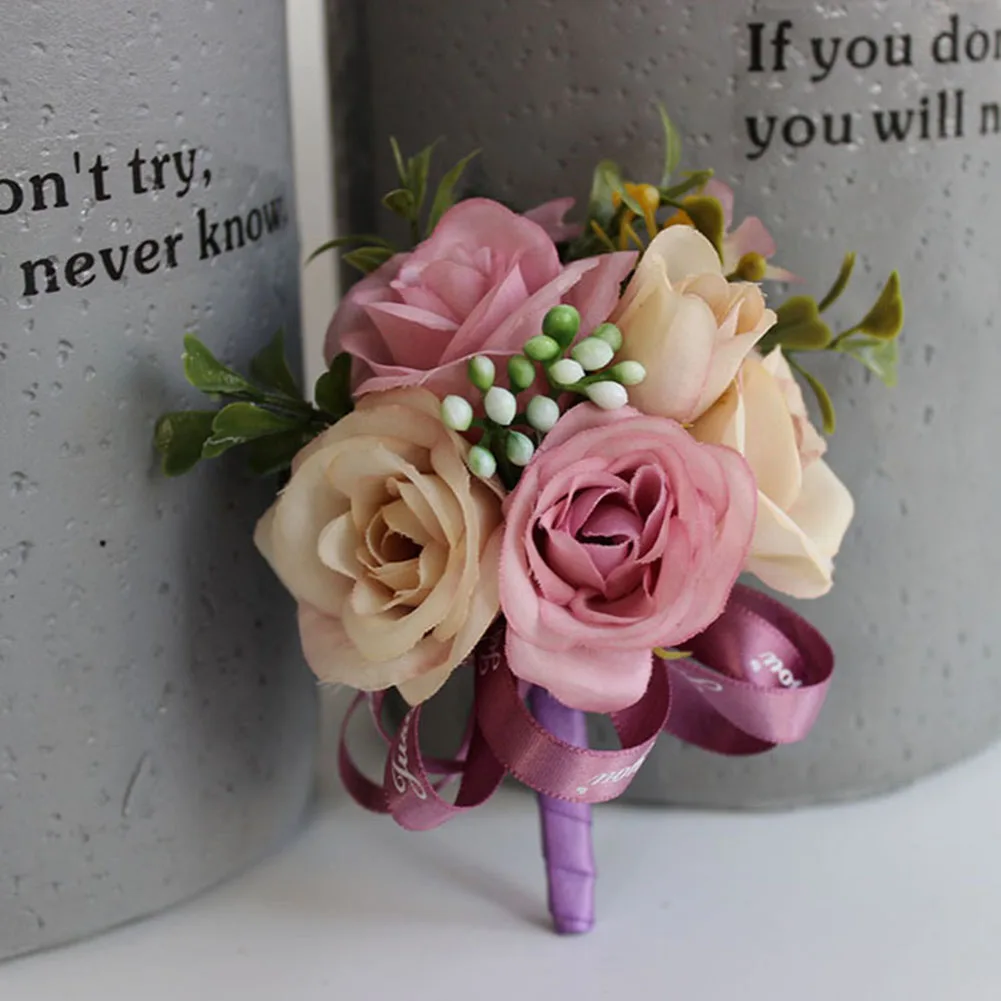 Purple Boutonniere Горячие невесты букеты жениха бутоньерки Свадебные цветы для свадьбы выпускного вечера вечерние LSF99 - Цвет: Purple Boutonniere