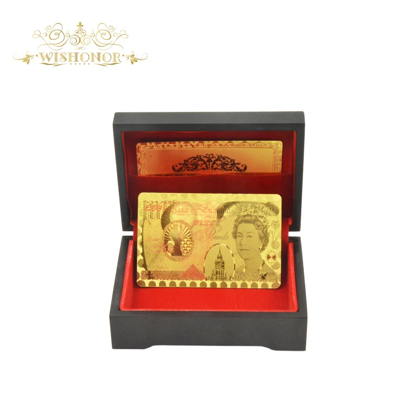 Высокое качество золото игральные карты 999.9 Цвет Великобритании 50 фунтов 24