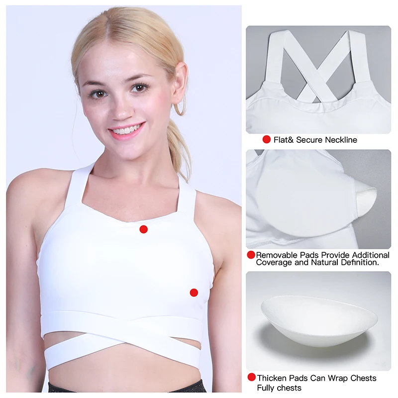 Haut de sport femme спортивный бюстгалтер-борцовка крест-накрест Высокая ударная Поддержка беспроводной Топ для занятий спортом Йога Тренировка в тренажерном зале