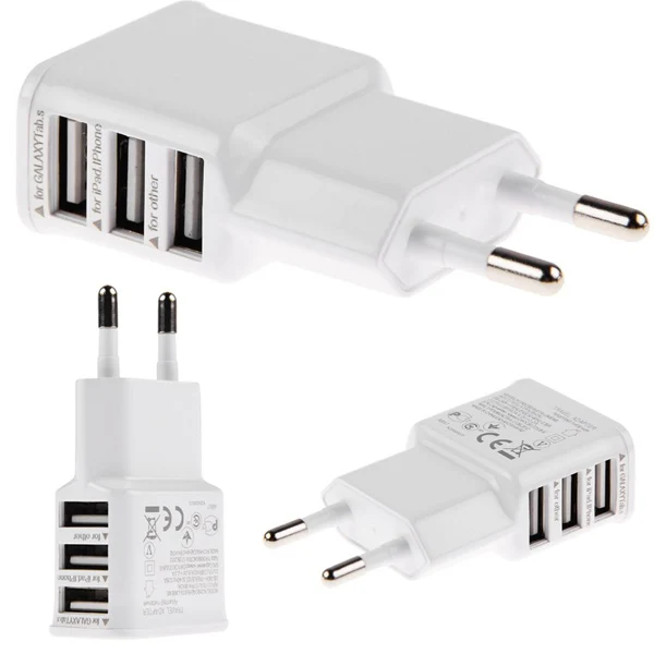 Универсальное настенное зарядное устройство с 3 usb портами зарядка питанием
