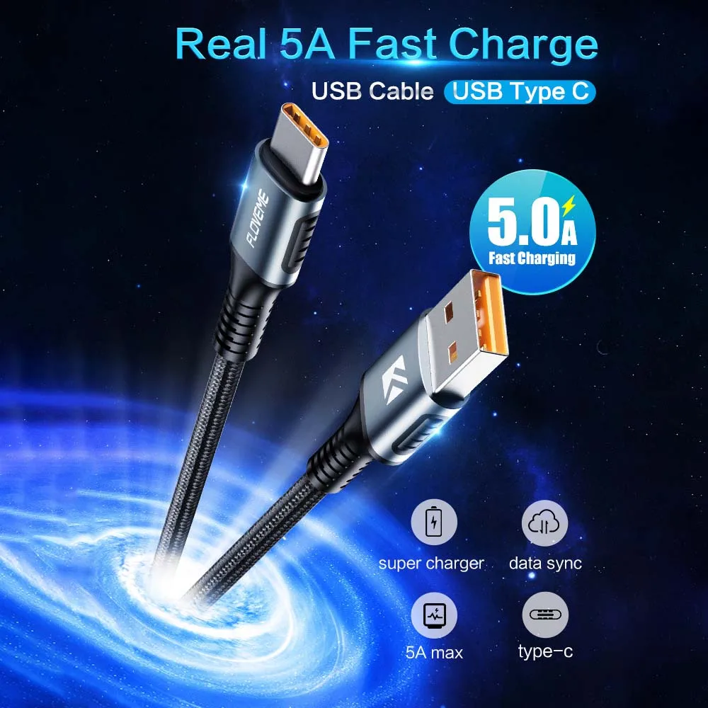 FDBRO 2020 Новый USB Type C 5A кабель 3.4ft-3 0 к шнур быстрое зарядное устройство USB-C Type-C для