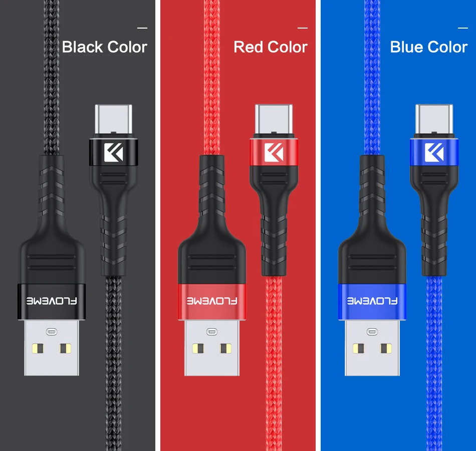 FLOVEME USB телефонный кабель для samsung Usb type C кабель 3,1 Быстрая зарядка данных синхронизировать мобильный телефон провод type c для huawei для Xiaomi