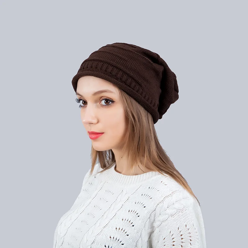 Женская и мужская шапка однотонная теплая Skullies вязаная бини простые теплые шапки