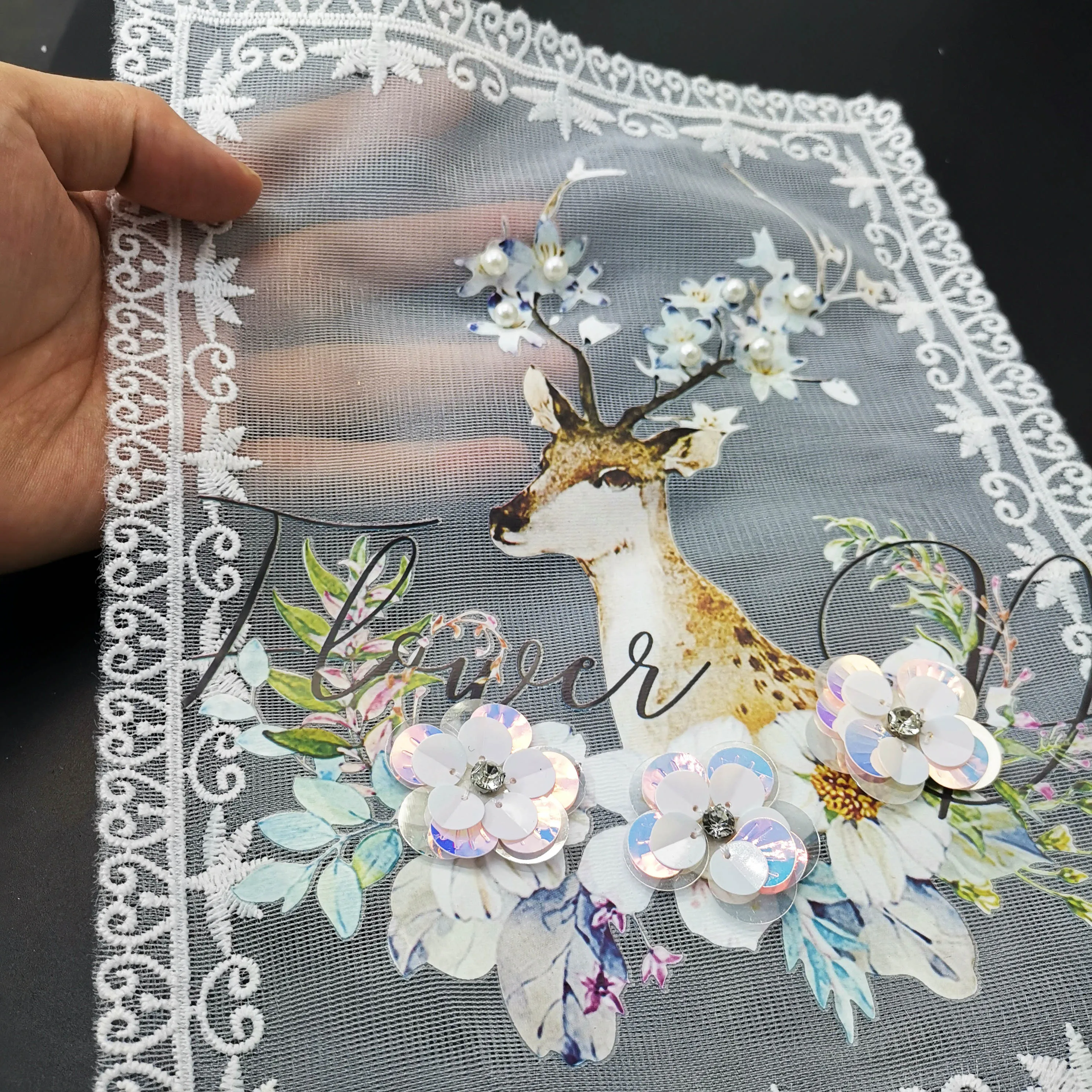 Вышитый бисером олень кружева патч аппликация передающий тепло орнамент одежда