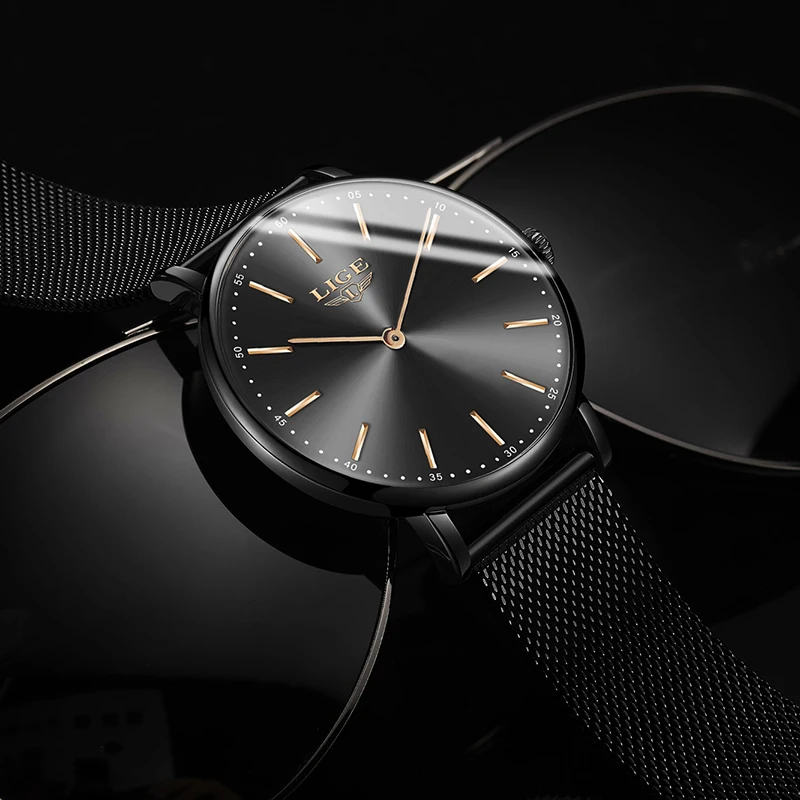 LIGE Mens Watches Top Brand Luxury Quartz Wristwatch Men Ultra-Thin Mmesh Belt LowKey Simple Watch Sport Clock Relogio Masculino | Наручные