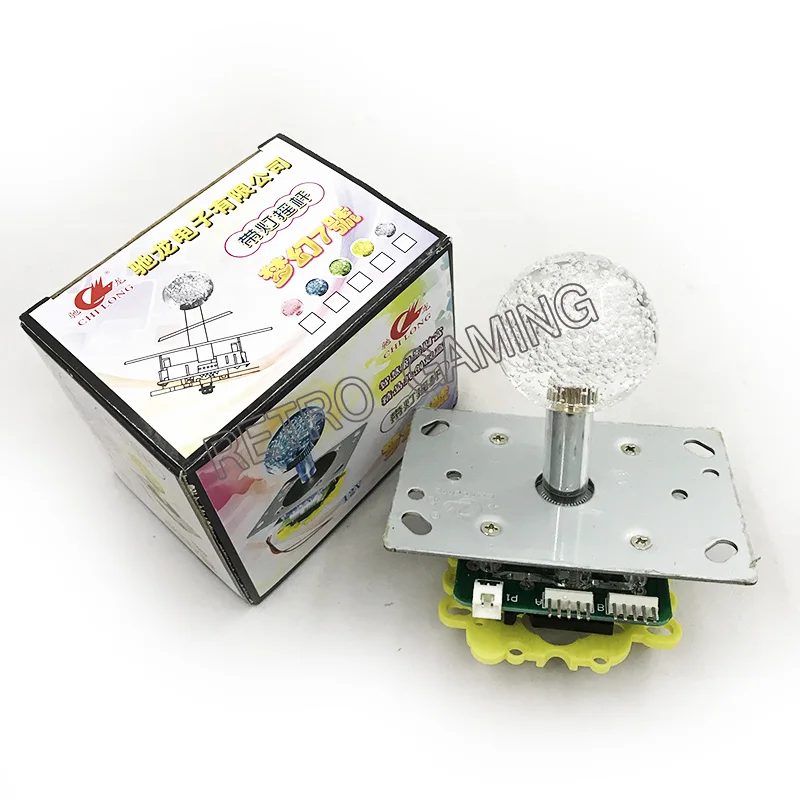 

2PCS/lot High quality Crystal Colorful LED Glitter Lighted Illuminated Joystick Arcade fishing game 5colors flashing joystick