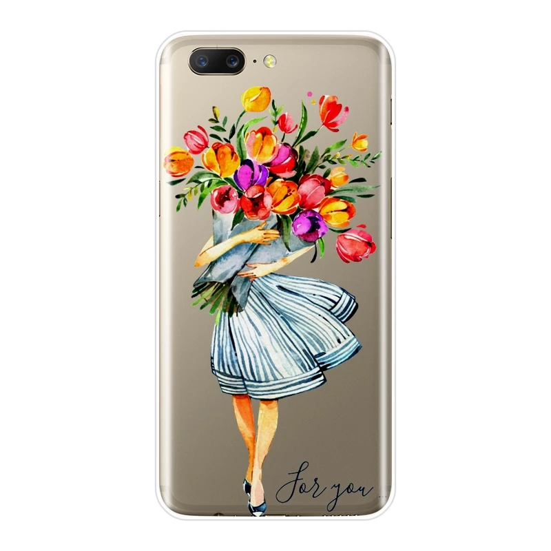 Мягкий чехол для телефона OnePlus 6 6T 5T 3T силиконовый красивый красный цветок девочка