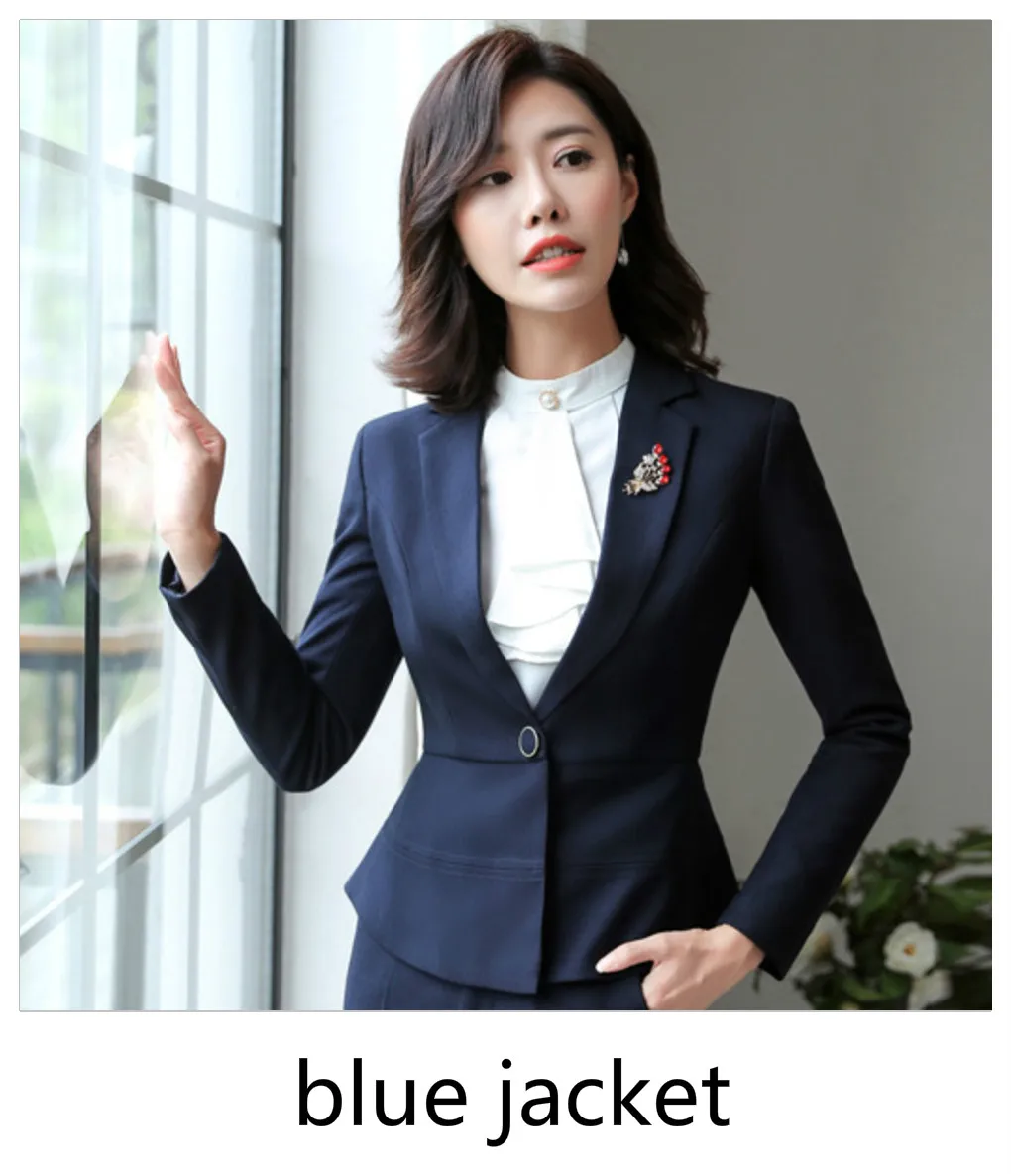 Blue Blazer Женский Осенний Блейзер, однотонный, с длинными рукавами, на одной пуговице, Женская куртка, офисный, OL, тонкий, короткий, женский костюм, Офисная Рабочая одежда, пальто, Топ - Цвет: Blue Blazer