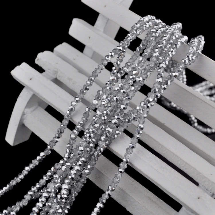 280 шт. 2 мм полупосеребренные цветные хрустальные бусины-Рондель граненые