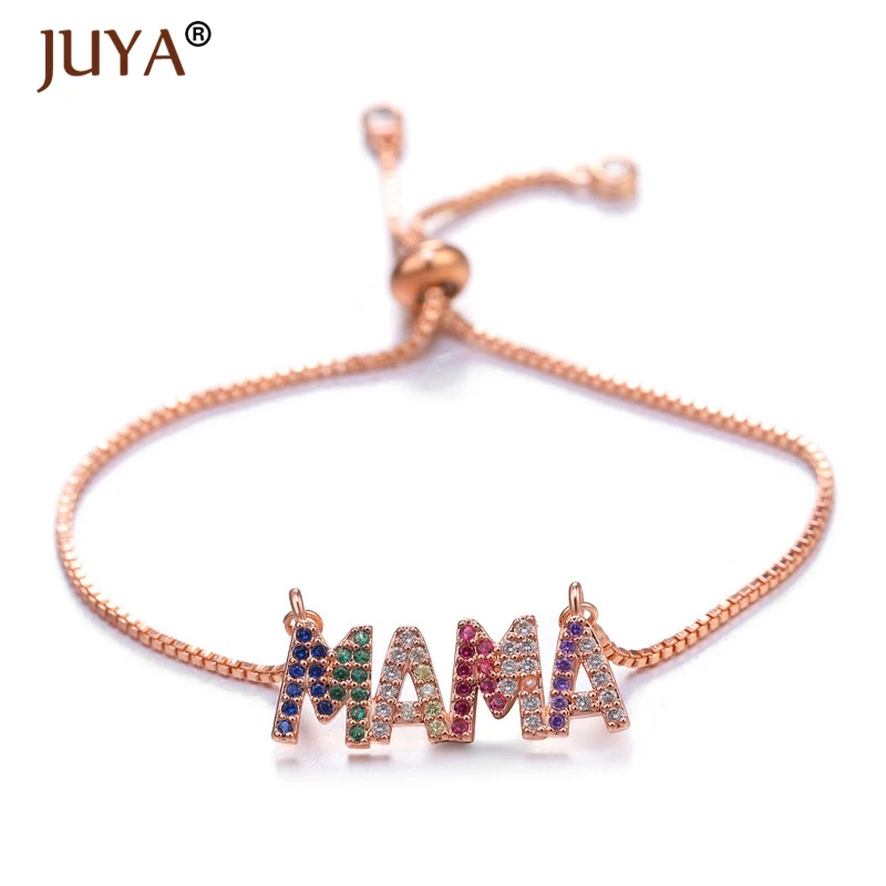 Модный браслет женский Mama браслеты медный металлический кубический цирконий