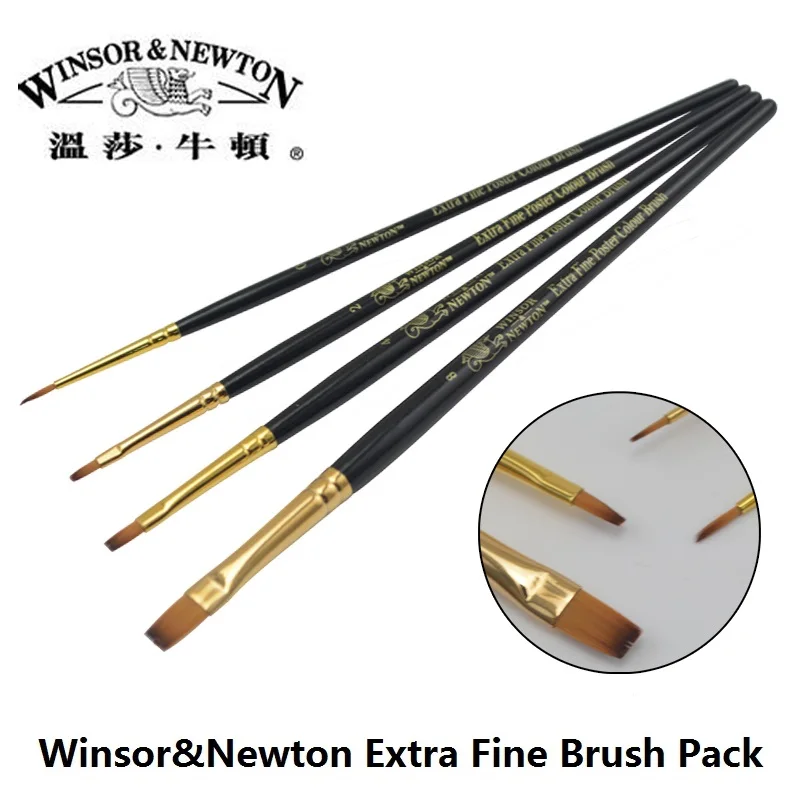 WINSOR& NEWTON художник нейлон гуашь акварель кисть для рисования, ручка Экстра тонкий плакат Цвет щетка 4 шт./компл. 6 шт./компл - Цвет: 4pcs per set