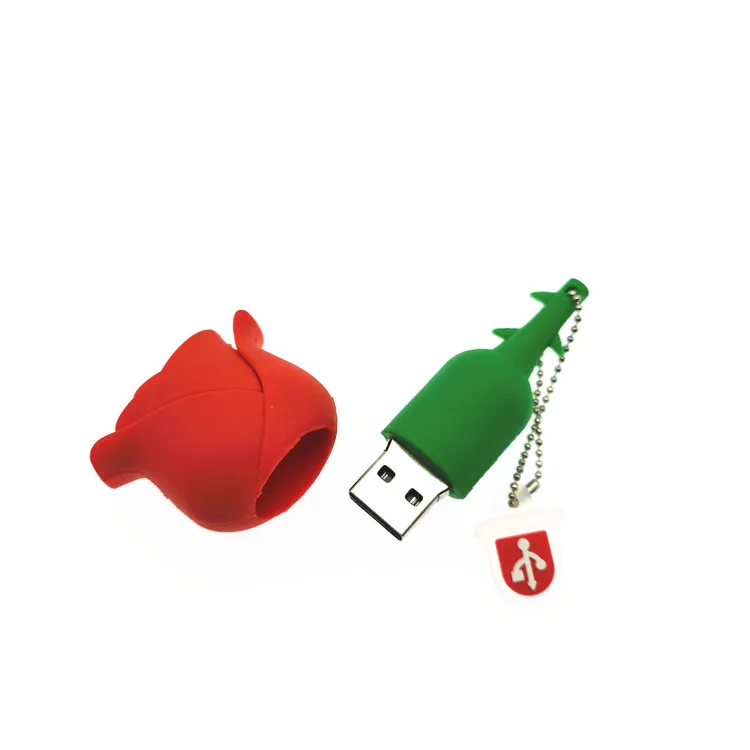 Популярный флеш-накопитель с рисунком красной розы 4 ГБ 8 16 32 64 объемный Usb