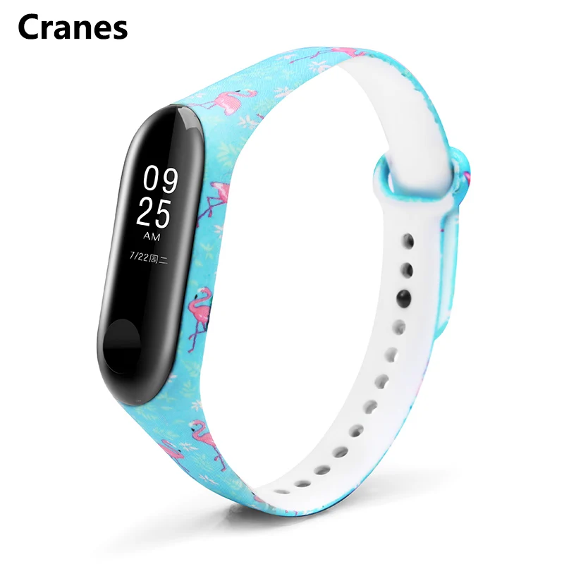 Cranes BOORUI ремешок Miband 3 pulsera удобный mi band 3 ремешок различные умные аксессуары ремешок для xiaomi mi band 3 браслет - Цвет: Cranes