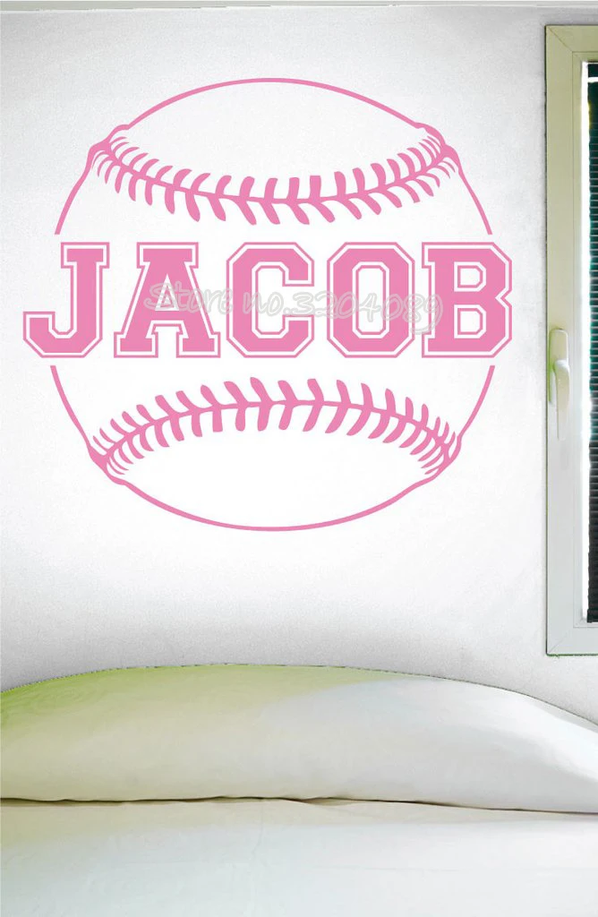 Персонализированные наклейки на стену с именем бейсбола заказ в виде софтбола