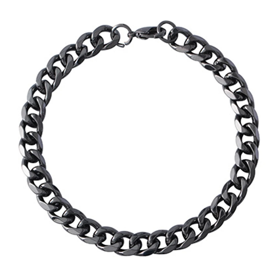 

Dropshipping Cuban Link Bracelets For Men Black/Gold Stainless Steel Chain Bracelet Male Hip Hop Jewelry 3/5/7/9/11mm