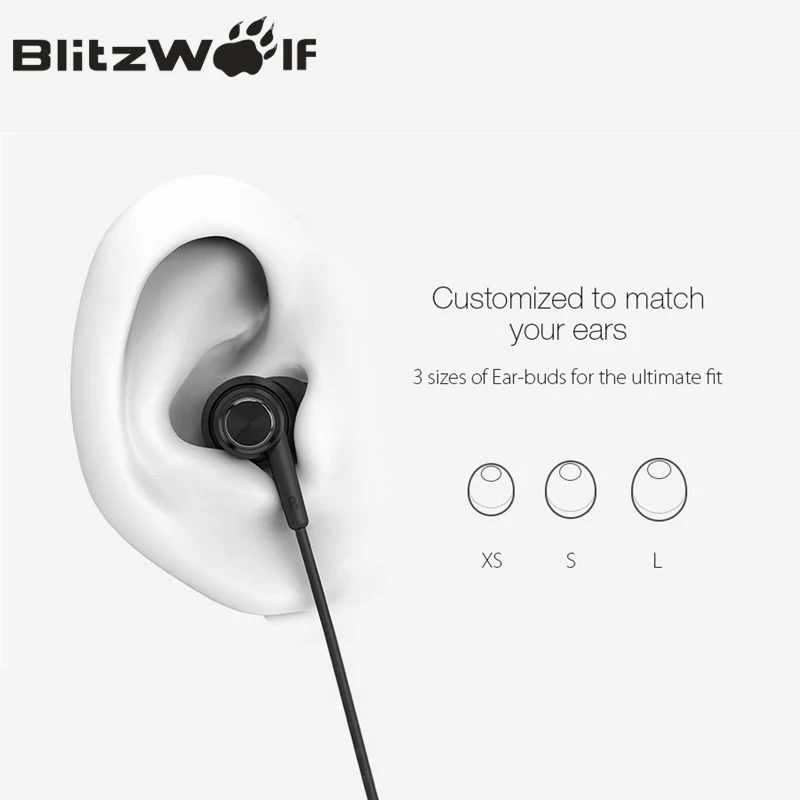 Blitzwolf BW ES1 3.5mm вкладыши Шум Отмена наушники стерео Графен С микрофоном для