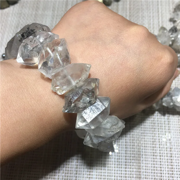 large size Натуральный редкий кристалл кварца камни двойные точки алмаз херкимера браслет для исцеления подарки - Цвет: large size