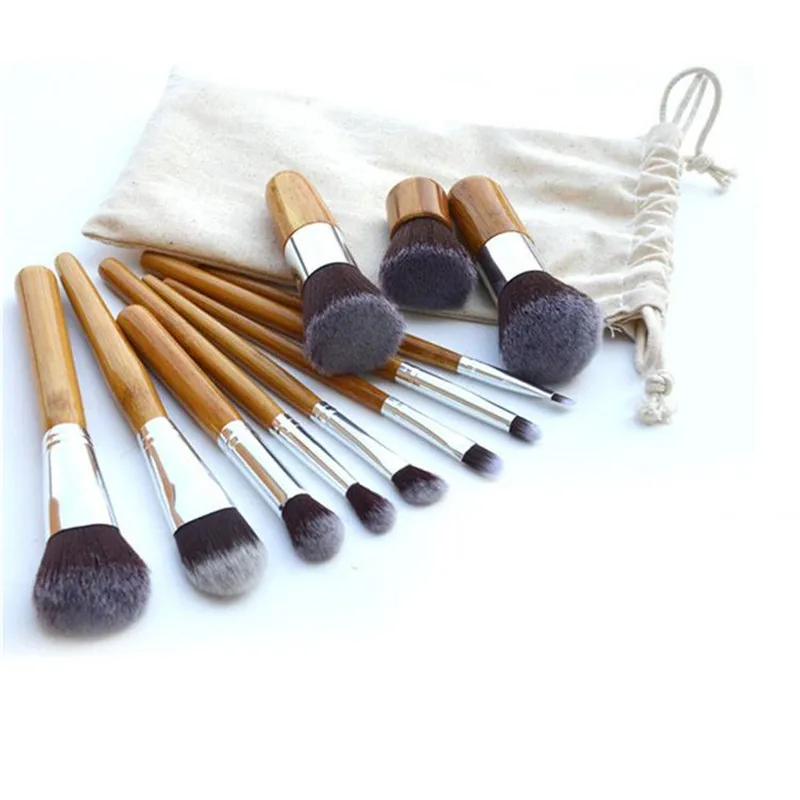 11pcs/set Professional Makeup Brushes Set Wood Superior Soft Cosmetic Eyeshadow Foundation Concealer Make up Brush with Bag | Красота и
