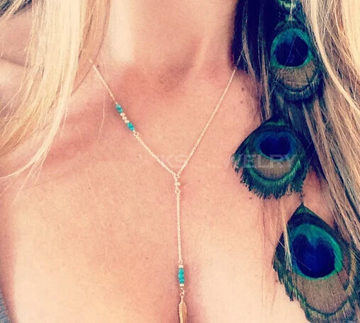 Ожерелье в форме подвески простое ожерелье Лариата минимальное Y цепочка |