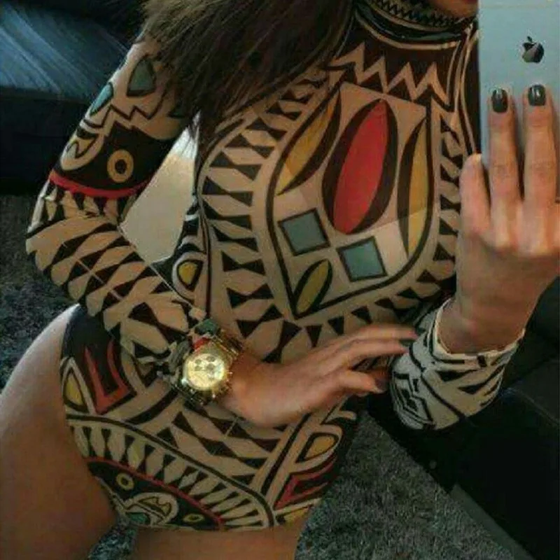 Женские Боди с длинным рукавом модные комбинезоны высоким воротом|bodysuit overalls|long