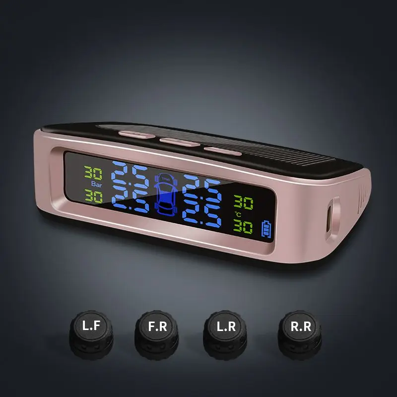 Solar Car Tire Pressure Wireless LCD Monitor Alarm System 4 External Sensor | Автомобили и мотоциклы