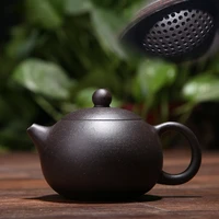 chinese real yixing zisha tea pot fast shipment marked master pot xishi pot black galaxy clay pots 9 holes ball infuse hole