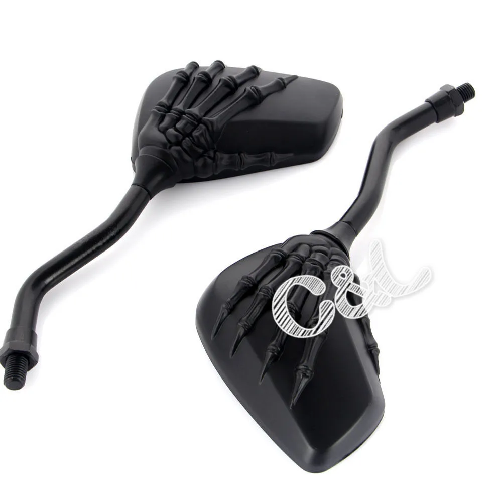 Боковые зеркала заднего вида с черным скелетом для мотоциклов Honda Suzuki Harley BMW Kawasaki |