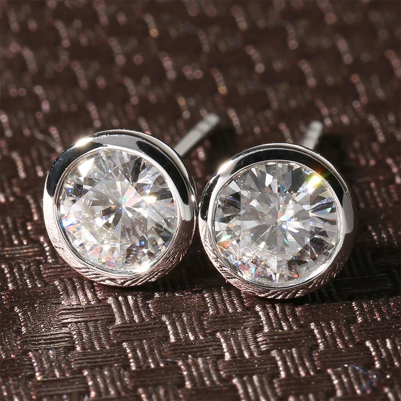 Серьги гвоздики DovEggs из белого золота с муассанитом 1 шт. 5 мм|earrings earring|earring colorearring