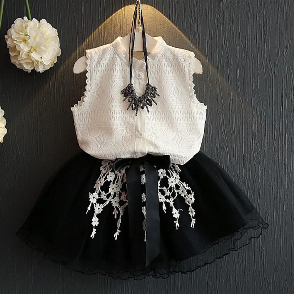 Одежда для девочек Новинка 2019 года белые рубашки Юбки пачки Детские Костюмы