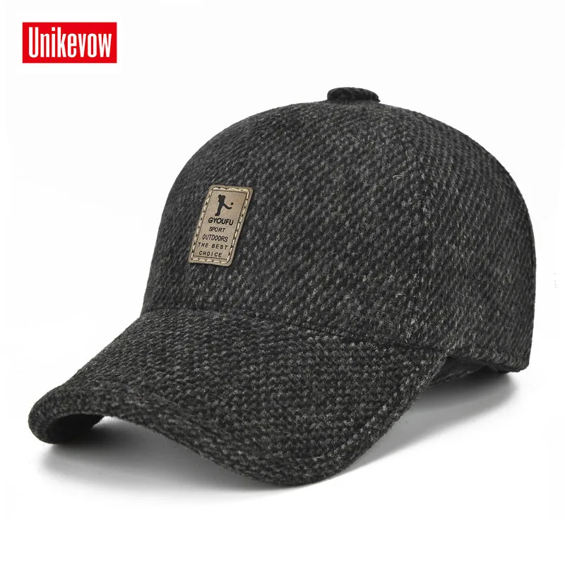 Новое поступление спортивные зимние бейсболки UNIKEVOW с ушками Повседневная зимняя