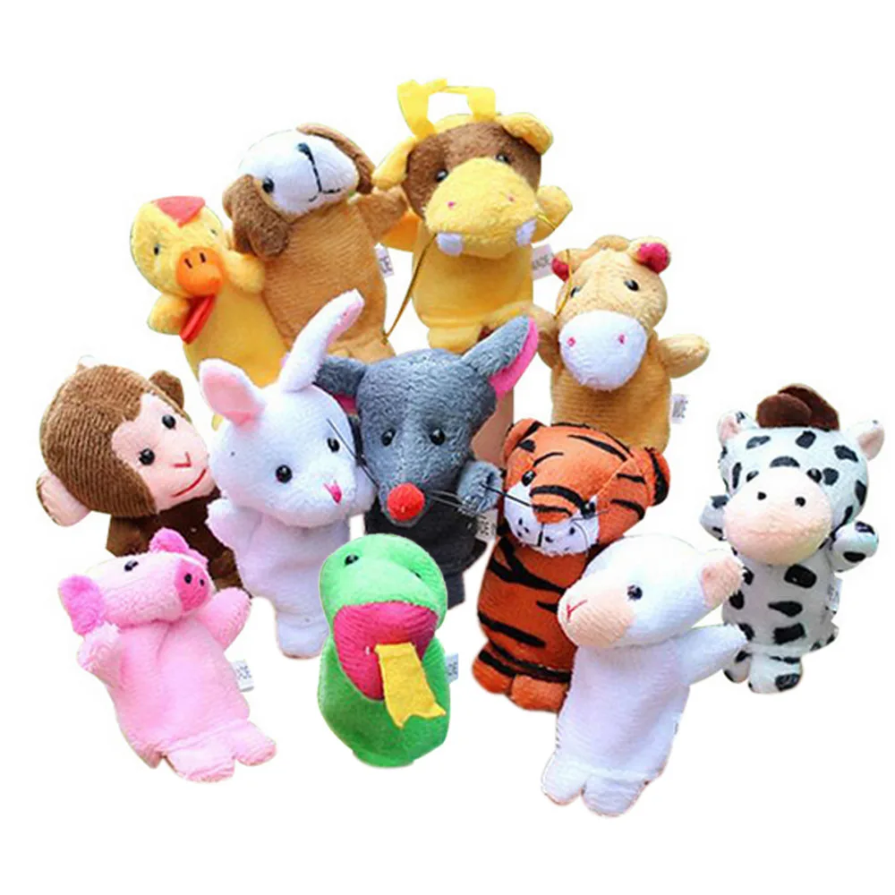 Saleaman 12pcs Mini Plush Cartoon Puppets Cute Zodiac Finger Puppet Animal Toys Doll Baby For Children Educational | Игрушки и хобби